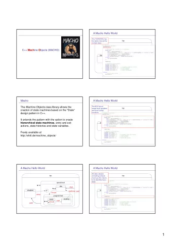 1  A Macho Hello World  A Macho Hello World  The context class  The class methods  declares all