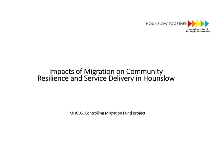 impacts of migration on community resilience and service