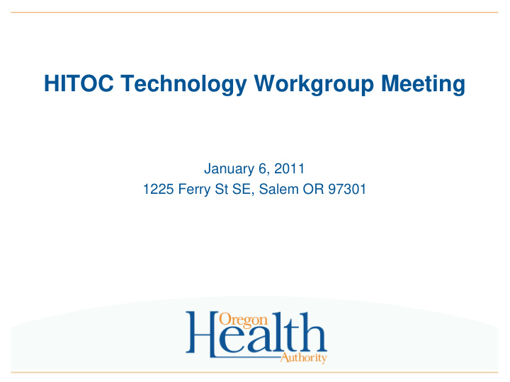 hitoc technology workgroup meeting