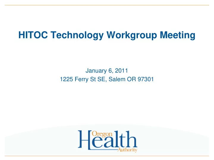 hitoc technology workgroup meeting