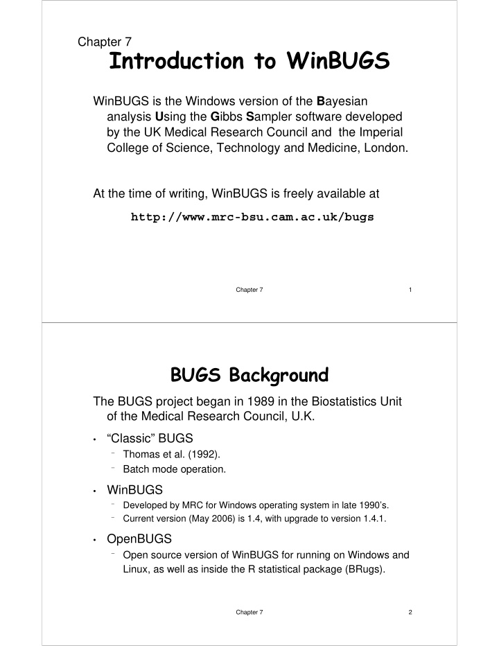 introduction to winbugs introduction to winbugs