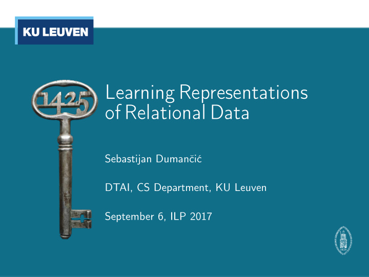 learning representations of relational data