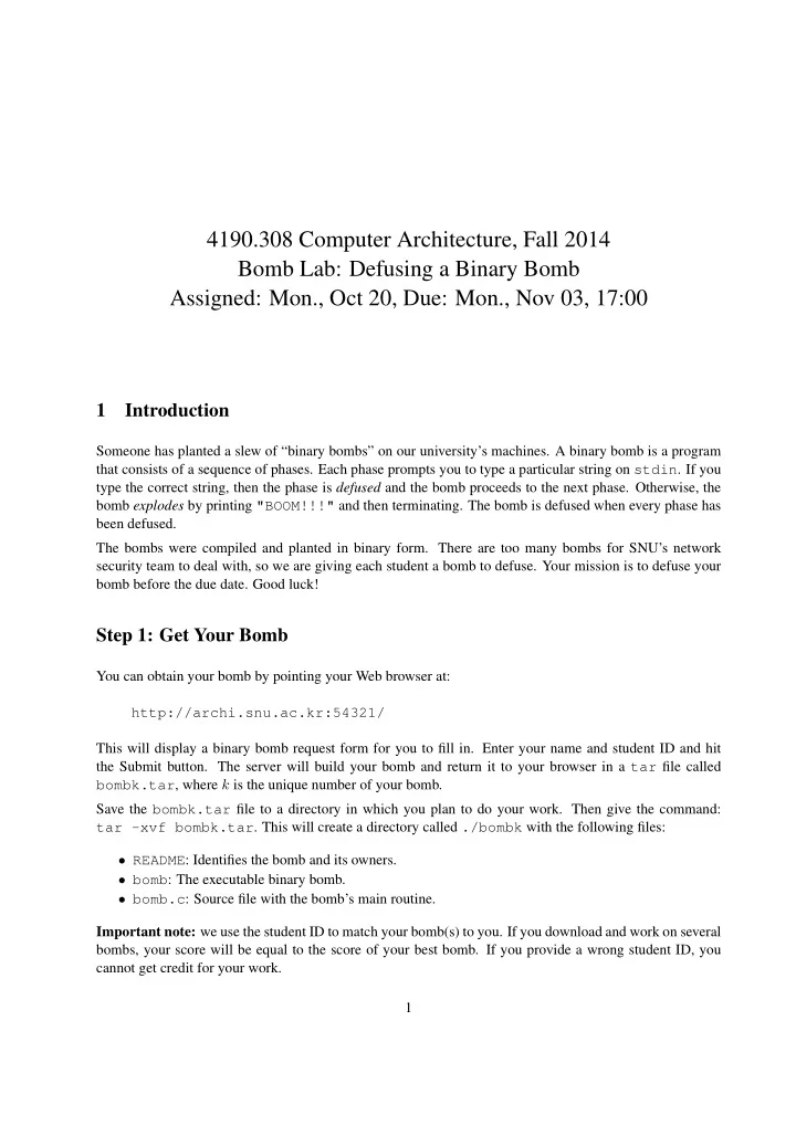 4190 308 computer architecture fall 2014 bomb lab