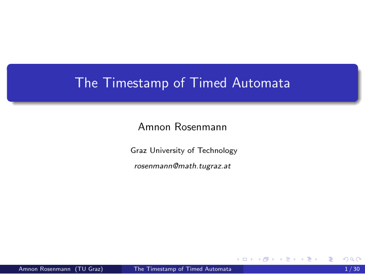 the timestamp of timed automata