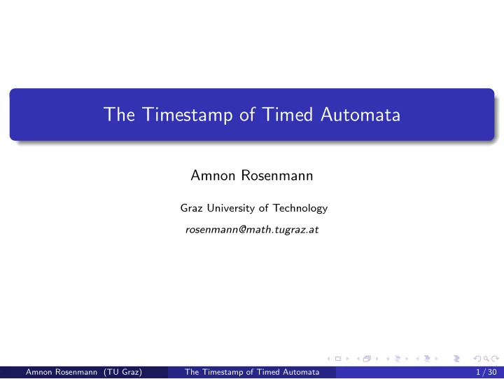 the timestamp of timed automata