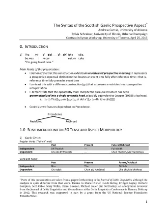 The Syntax of the Scottish Gaelic Prospective Aspect *  Andrew Carnie, University of Arizona