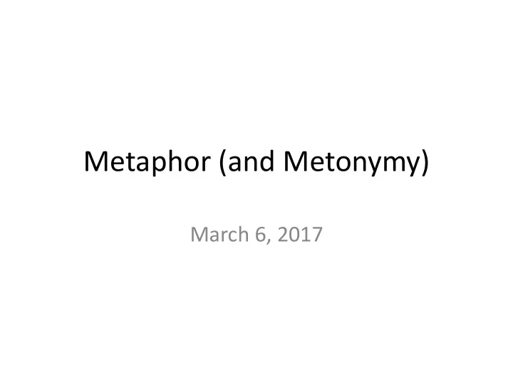 metaphor and metonymy