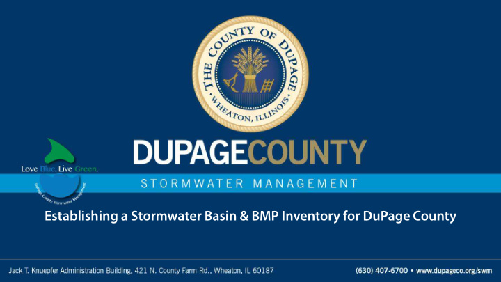 establishing a stormwater basin amp bmp inventory for