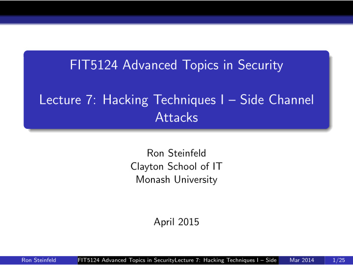 fit5124 advanced topics in security lecture 7 hacking