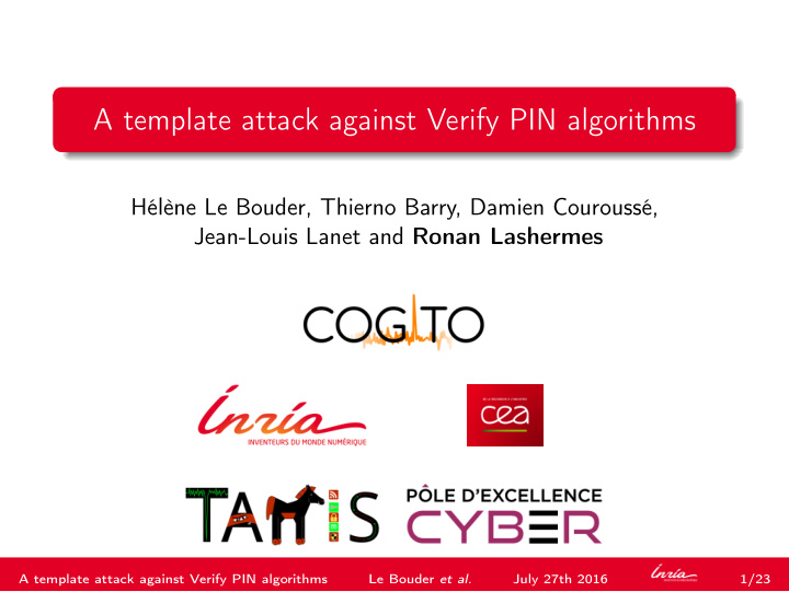 a template attack against verify pin algorithms