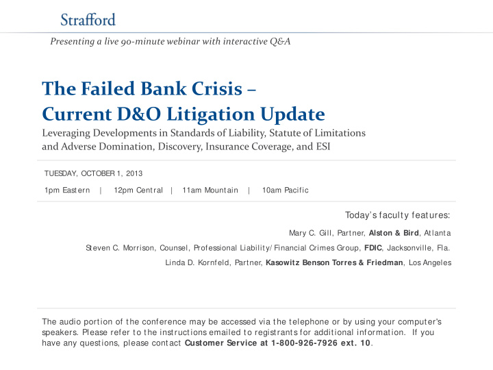 the failed bank crisis current d amp o litigation update