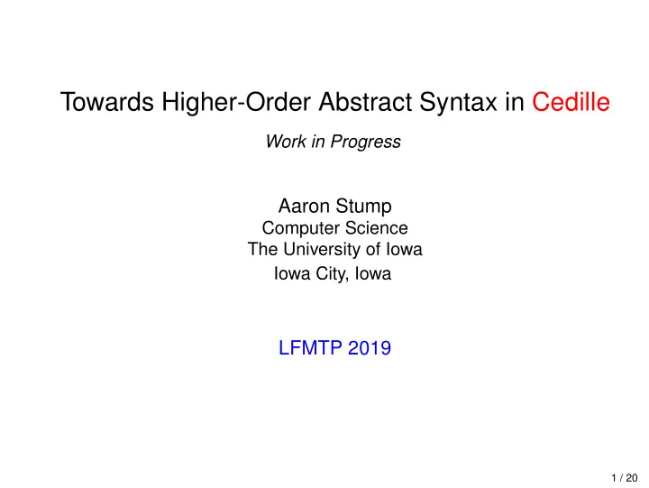 towards higher order abstract syntax in cedille