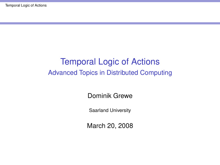 temporal logic of actions