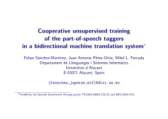 Cooperative unsupervised training  of the part-of-speech taggers in a bidirectional machine