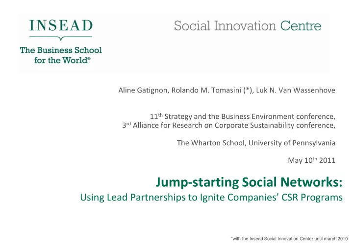jump starting social networks