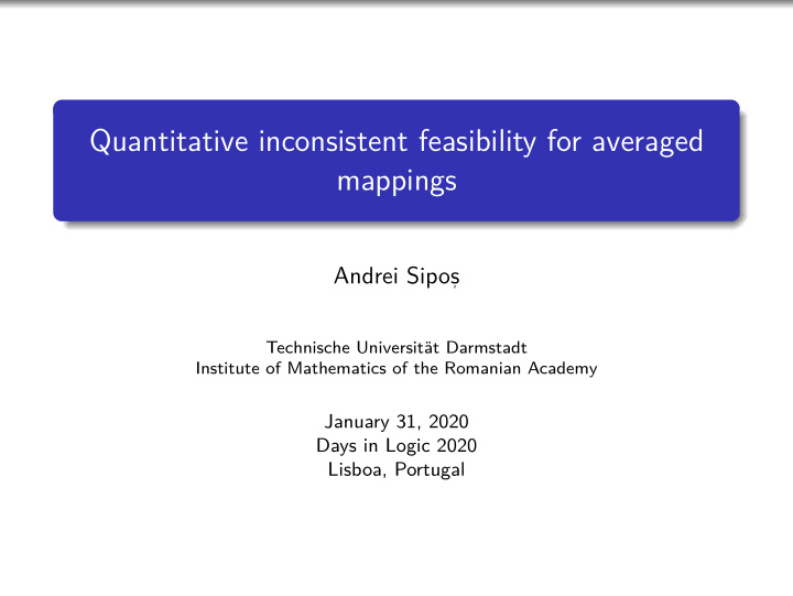 quantitative inconsistent feasibility for averaged