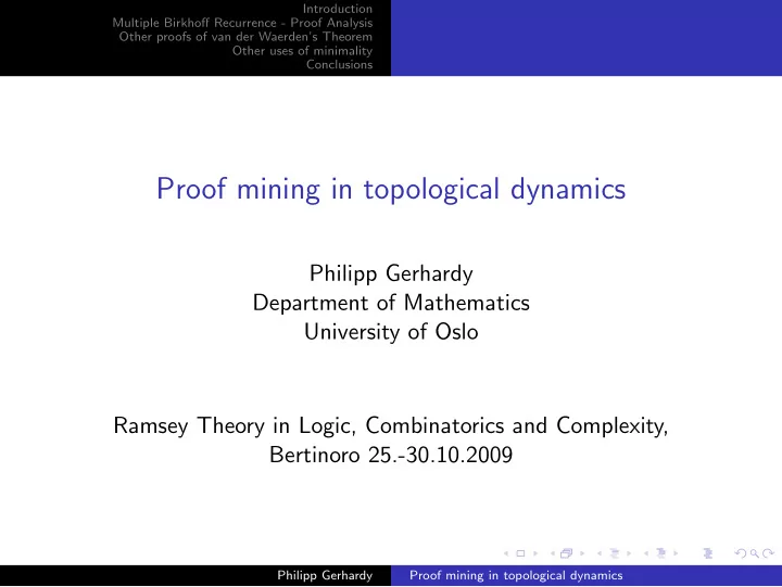 proof mining in topological dynamics