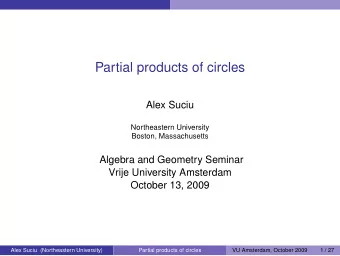 Partial products of circles  Alex Suciu  Northeastern University  Boston, Massachusetts  Algebra