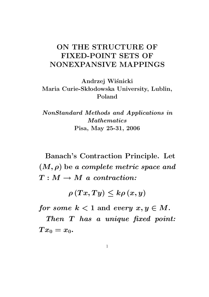 on the structure of fixed point sets of nonexpansive