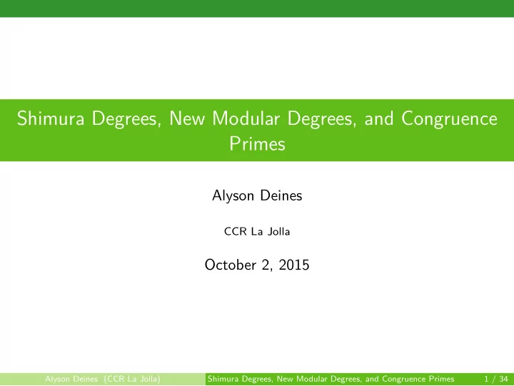 shimura degrees new modular degrees and congruence primes