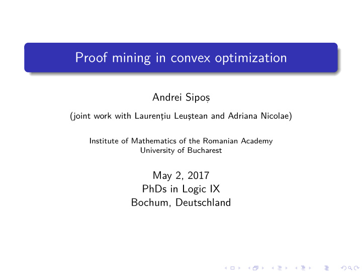 proof mining in convex optimization