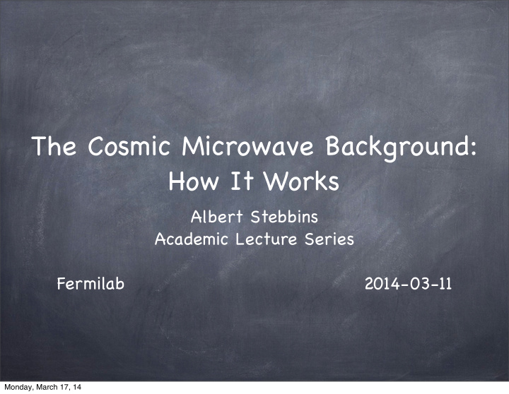 the cosmic microwave background