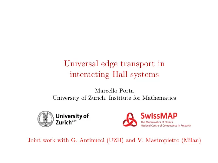 universal edge transport in interacting hall systems