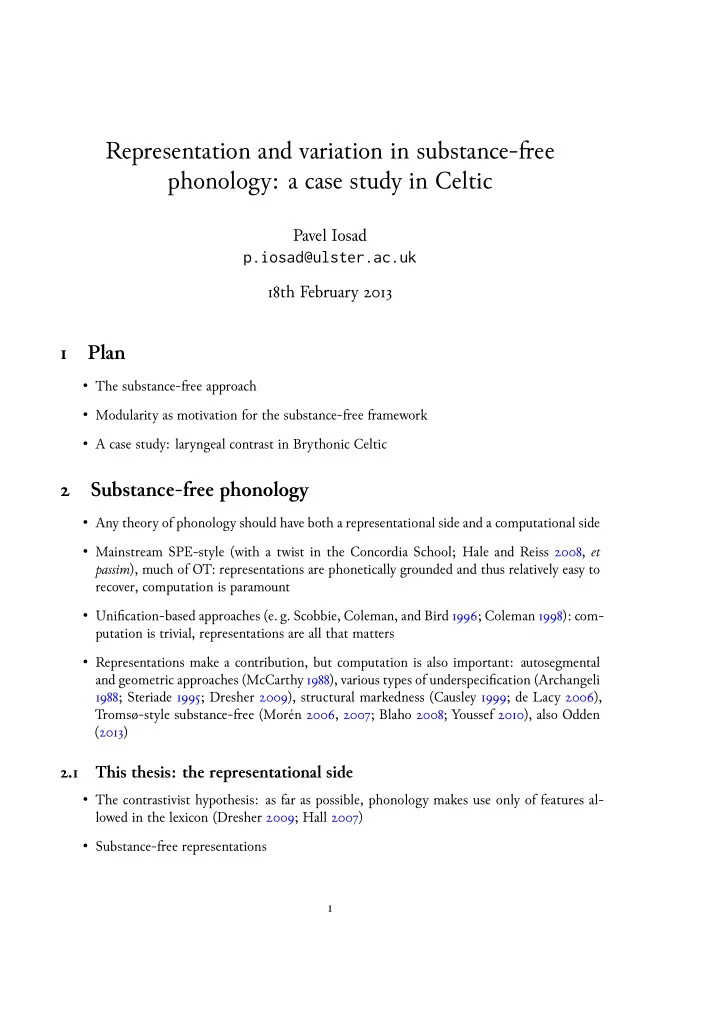 representation and variation in substance ee phonology a