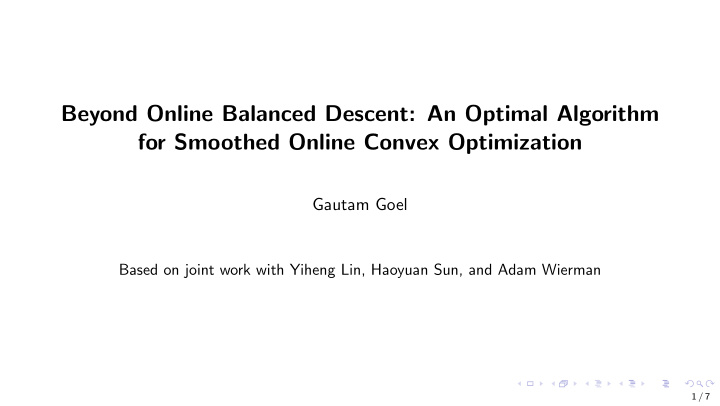 beyond online balanced descent an optimal algorithm for