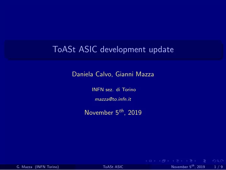 toast asic development update