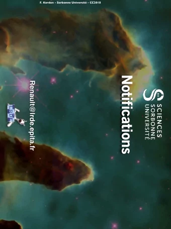 Notifications  Renault@lrde.epita.fr  86  Inform the User that something  just happened (SMS,