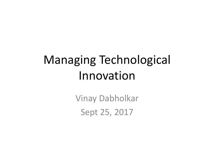 managing technological innovation