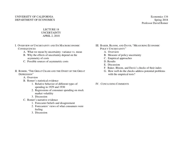 university of california economics 134 department of