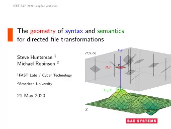 The geometry of syntax and semantics  for directed file transformations Steve Huntsman 1 Michael
