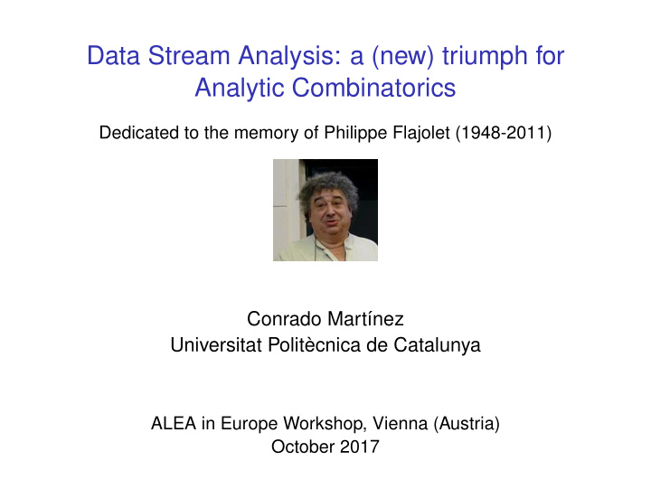 data stream analysis a new triumph for analytic