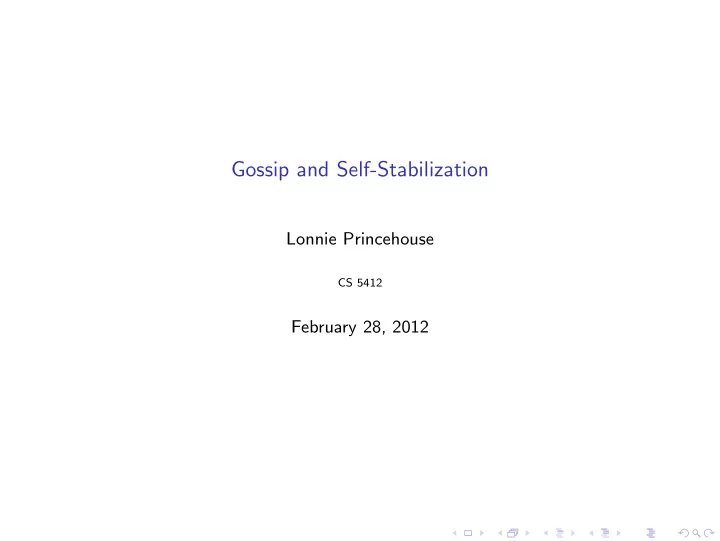 gossip and self stabilization