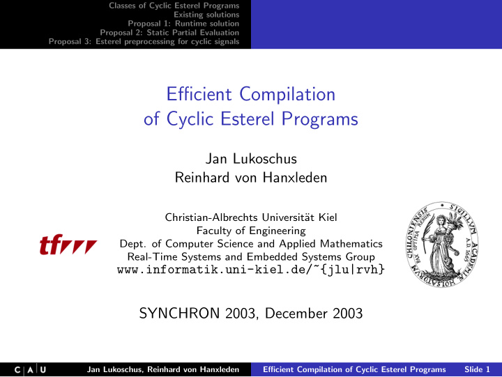 efficient compilation of cyclic esterel programs