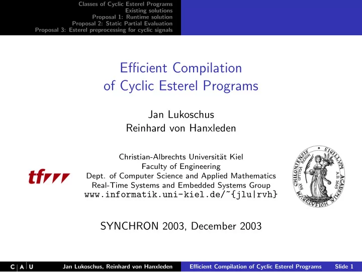 efficient compilation of cyclic esterel programs