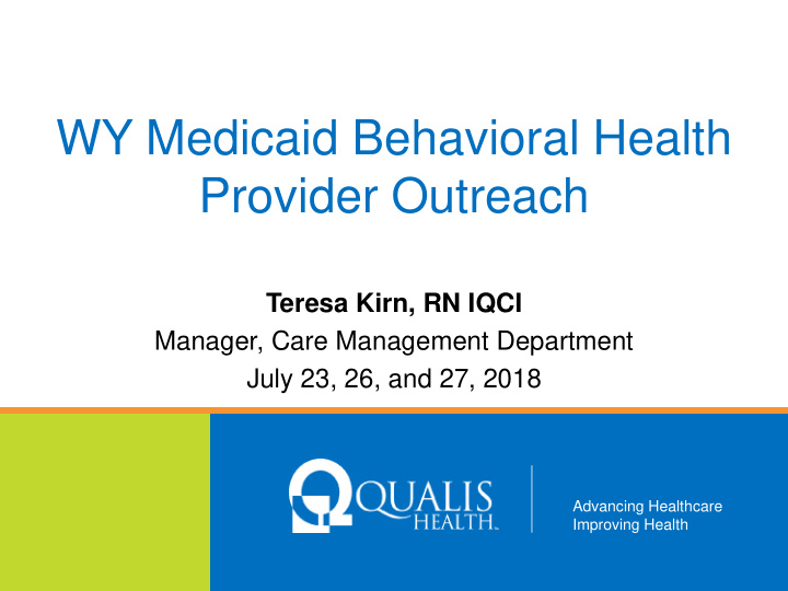 wy medicaid behavioral health provider outreach