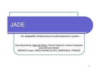 JADE  An adaptable infrastructure to build autonomic system   Sara Bouchenak, Noel De Palma,