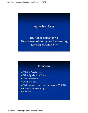 Apache Axis  Apache Axis  Dr. Kanda  Dr. Kanda Runapongsa  Runapongsa  Department of Computer