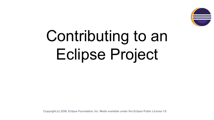 contributing to an eclipse project who are we