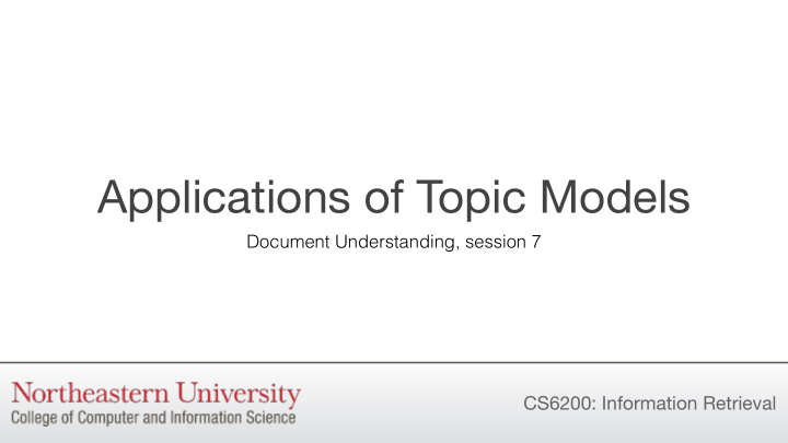 applications of topic models