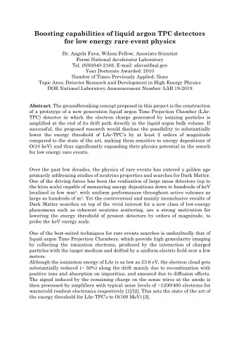 Boosting capabilities of liquid argon TPC detectors  for low energy rare event physics  Dr. Angela