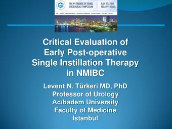 Early Post-operative  Single Instillation Therapy  in NMIBC Levent N. Trkeri MD, PhD  Professor
