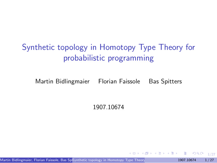 synthetic topology in homotopy type theory for