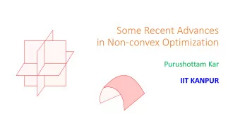 Some Recent Advances  in Non-convex Optimization  Purushottam Kar  IIT KANPUR  Outline of the Talk