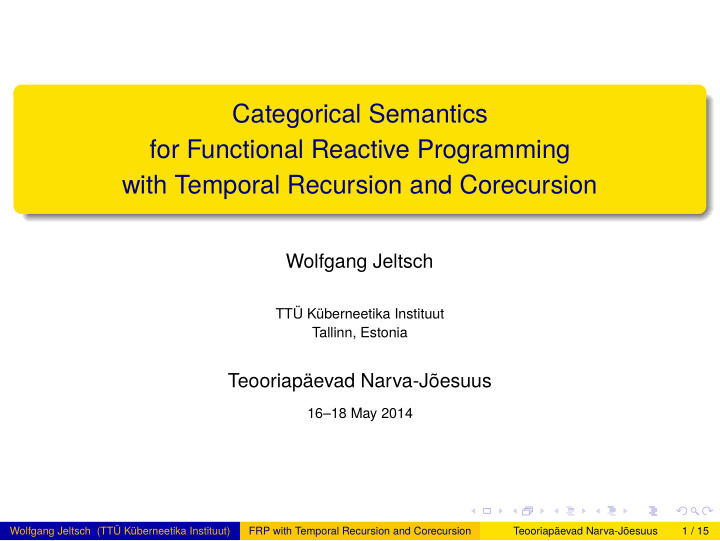 categorical semantics for functional reactive programming