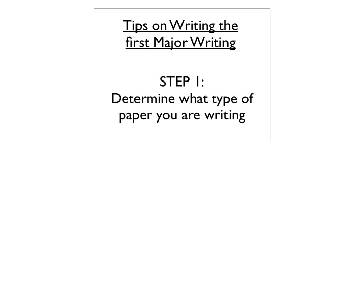 tips on writing the first major writing step 1 determine