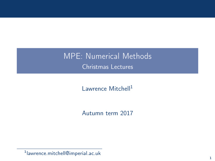 mpe numerical methods